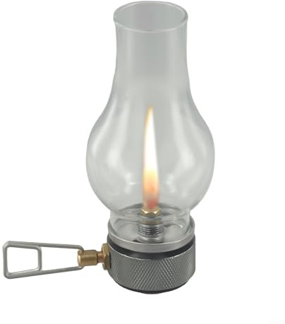 Lanterne à gaz pour camping, 12 cm, lampe de tente portable en cuivre et verre avec taille de bougie réglable pour éclairage d'ambiance extérieur, résistante à l'usure, pour les amateurs de randonnée