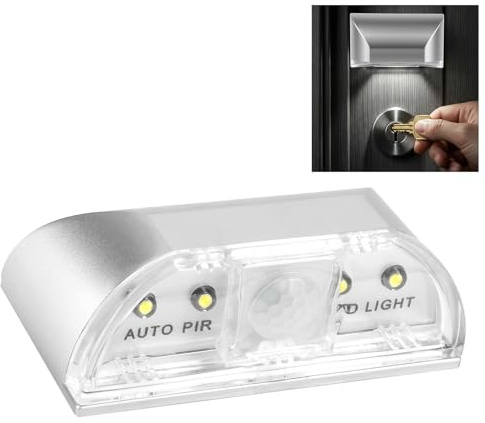 ABOHU 1 Pack Luci Keyhole, Lampadina LED Luci Notturne PIR infrarosso Senza Fili Serratura di Portello della Lampada, Auto Sensore Rilevatore di Movimento,4 Lampadina LED Funzionamento a Batteria-Nero