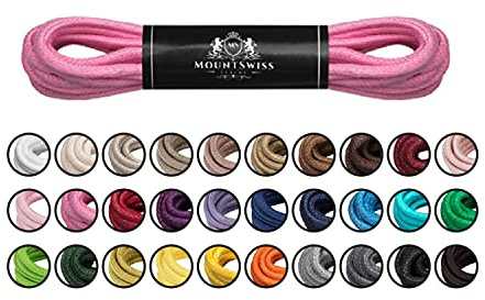 Mount Swiss Luxury Schuhbänder I Wasserabweisende und reißfeste Schnürsenkel rund ø 2-3 mm aus feiner Baumwolle/gewachst Farbe: pink, Länge: 110 cm