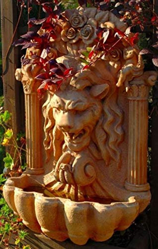 Casa Padrino Barock Kunststein Wandbrunnen Löwe H. 97 cm Gartenbrunnen im Barockstil, Farbe:beige