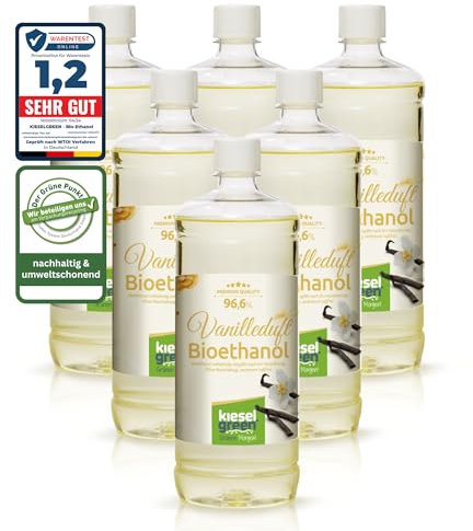 KieselGreen Bioethanolo 6 x 1 litro con Fragranza per Caminetto a Etanolo – Bio-etanolo profumato per Ambienti, molte Fragranze - Profumo per Caminetto a bioetanolo da Interno o da Tavolo V