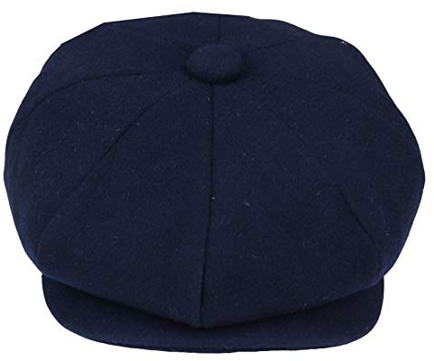 TruClothing Mens Tweed Newsboy Cap Baker Boy Flat Grandad Hat 8 Panel Plain Navy L