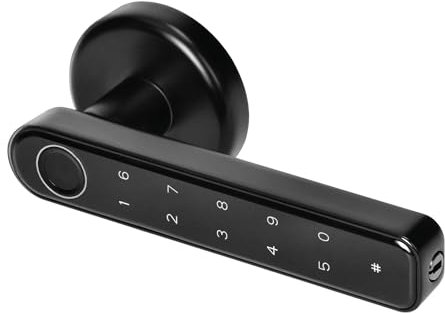 Miratic Türgriff Mit Fingerprint Elektrisches Türschloss mit Touch-Tastatur und SMART-Funktion Elektronisches Türschloss USB-C-Notstrom Bluetooth 5.0 Schwarz
