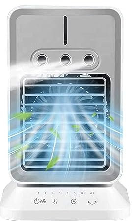 4 in 1 Climatizzatore Portatile , 3 Velocità,3 Modalità di Nebbia,4 in 1 Rinfrescatore D Aria Timer 2-4H,120° di Rotazione Mini Condizionatori Portatili Per Camera Da Letto,Home Office,Uso Esterno