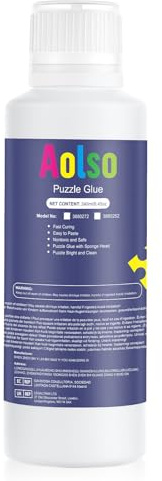 Aolso Colla Per Puzzle, 240ml Colla Trasparente, Applicatore In Spugna,facile Da Applicare,Asciugatura Rapida,per Puzzle Da 500/1000/1500 pezzi