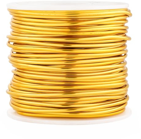 2mm Gold Aluminum Craft Wire 12 Gauge 131 Feet Bendable Sculpting Wire Metal Armature Wire for DIY Jewelry Bonsai Tree Dolls Skeleton Floral Making