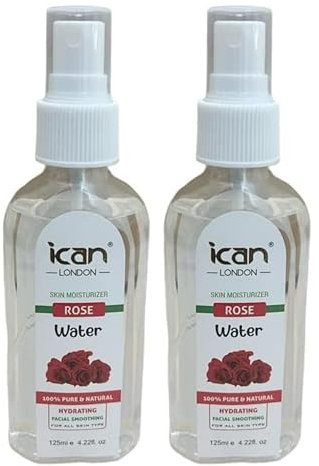 ican Rose water mist spray for facial hydrating, smoothing 2 x 125ml