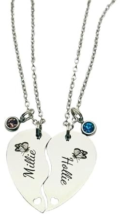 Set of 2 Personalised Best Friend Necklaces, Engraved Stainless Steel, Sisters Necklace, BFF Gift, Set of Friends Necklaces, Puzzle Necklaces, Joining Necklaces, Personalised Friend Gift,