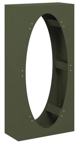 vidaXL Vedställ olivgrön 50x23x100 cm kallvalsat stål, öppen spis vedhållare, stockhållare, stockstativ, inomhus vedförvaring, vedställ, stockställ
