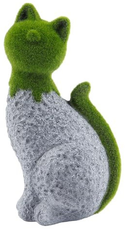 GES Adorno realista de gato flocado con piedras sintéticas, decoración realista para interiores y exteriores, jardín, patio, decoración del hogar, perfecto para Navidad, Halloween, regalo de