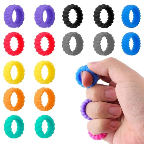 16 Pièces Bague Anti Stress Enfant Jouets Fidget Sensoriels,Anneaux Fidget Sûrs Anti Stress Relief Toy, Jouet en Silicone pour soulager Le Stress Anneau Fidget pour Salle de Classe