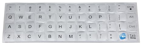 SIMPLETEK - Adesivi per Tastiera Layout USA US QWERTY - Grigio/Argento con Lettere Nere - 12 x 13 mm - Ideali per Notebook e PC
