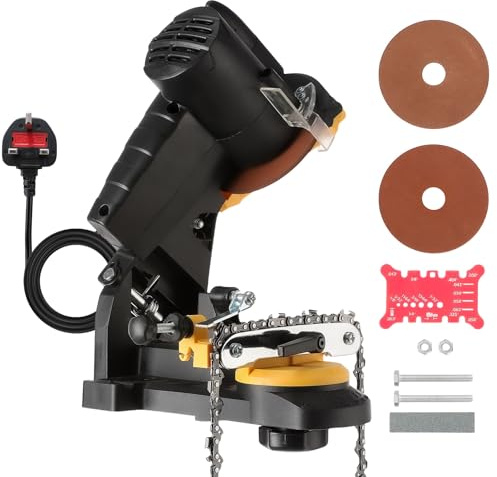 GEARFLOW Professional Electric Chainsaw Sharpening Device, LED Compact 85W Electric Saw Chain Blade Sharpener with 3 Grinding Wheels