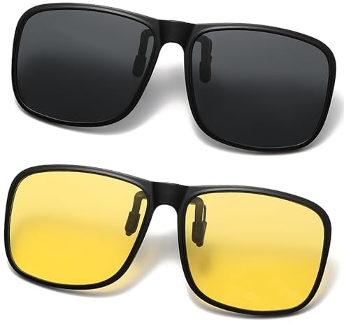 Hifot Clip occhiali da sole 4 pezzi, Clip polarizzata lente adatta sopra occhiali da Uomo Donna, Flip up Occhiali da Sole