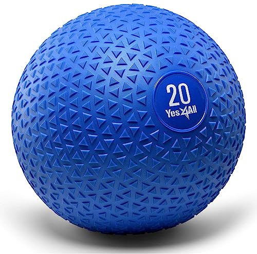 Yes4All Y7YF Slam Ball with Textured Surface & Durable Rubber Shell (Black & Blue) – Available 4.5, 6.8, 9, 11.3, 13.6, 18.1kg (I. Blue - 9kg)