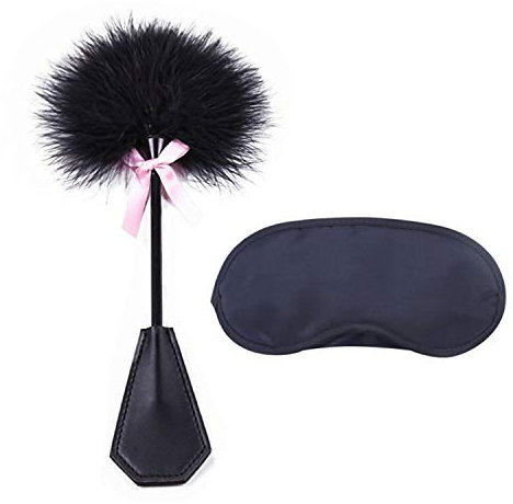 JinYu 2 Pack Feather Tickler and Eye Mask for Game Play,Cover Eye,Lover,Costume French Maid Costume Accessory Kit