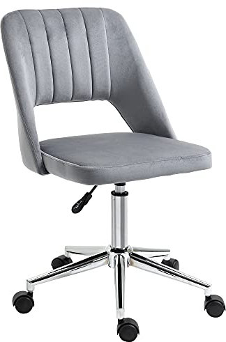 Vinsetto Chaise de Bureau Design Contemporain pivotante 360° Ergonomique Dossier strié aéré Hauteur réglable revêtement Velours 49 x 60 x 91 cm Gris foncé
