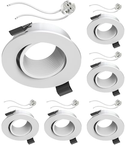 ledscom.de 6 Pieces Ceiling mounting Frame KUN, Round, swivelling (MR16/PAR16/50mm) GU5.3 Socket
