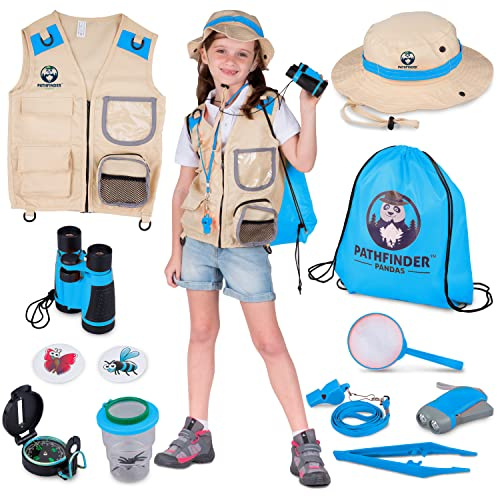 Kids Explorer Costume with Safari Vest & Hat for 3-7 Year Old Boys & Girls