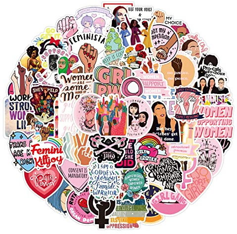 Cobee Autocollants Féministes, 100 Pcs Girl Power Stickers Vinyle Imperméable Autocollants Filles Femmes Cadeaux pour Ordinateur Portable Casque Chapeaux Bouteilles D'eau Autocollant De Voiture