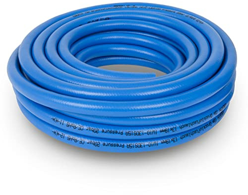 EBERTH Manguera de aire comprimido, manguera de aire, manguera de aire en 15 m de longitud, manguera de compresor con 13 mm x 19 mm de diámetro (interior x exterior) y presión de trabajo de 20 bar