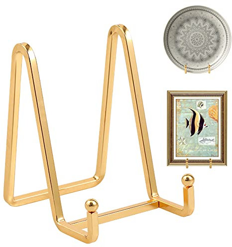Supporto Cavalletto Espositore Porta Piatti - Supporti Piatti da Esposizione - 4,5 Pollici Cavalletti per Tavolo - 1 pz di Espositori in Ferro per Piatto Decorativo | Foto | Cornice | Libri - Oro