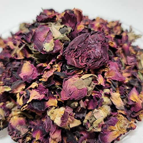 HealinGifts Rosa de Castilla Rose buds petals dried 2 oz in a Window Stand Up Zipper Resealable Kraft paper Pouch. Great aroma! Wildcrafted from Mexico. Great use for tea and gift giving.