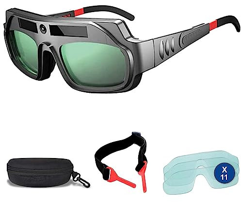 Auto Darkening Welding Goggles - Solar Welding Goggles for Professional Protection - Comes with Spare Lenses, Webbing and Case - Ideal for TIG MIG MMA Welding