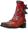 Laura Vita Damen Stiefelette Leder Cowboy Zierschnallen Blockabsatz Emcmao 61, Größe:39 EU, Farbe:Rot