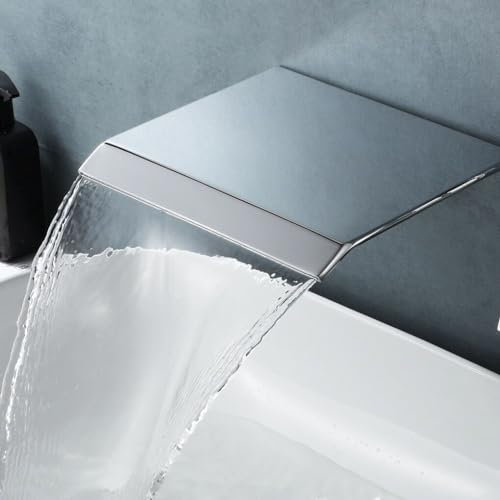 Herdely Rubinetto cromato per vasca da bagno ad alto flusso, spruzzatore a cascata, può essere utilizzato come rubinetto per vasca da bagno, doccia o lavandino, beccuccio per montaggio a parete, senza