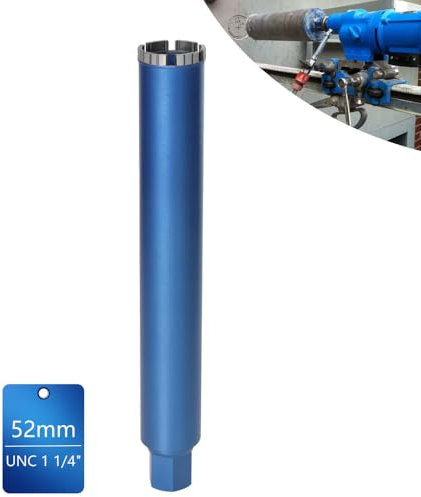 Corona de perforación de diamante para taladros de núcleo, incluye turbo de 10 mm, L 460 mm, diámetro de 52 mm, 1 ¼ de pulgada UNC, corona de perforación húmeda y seca, soldada con láser para