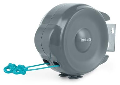 Beldray Retractable Clothesline – 30 Metre Drying Space, Anti-Slack Hook, Pivoting Wall Bracket, Multidirectional Washing Line, Space-Saving, Taut and Secure, LA035822FEU7