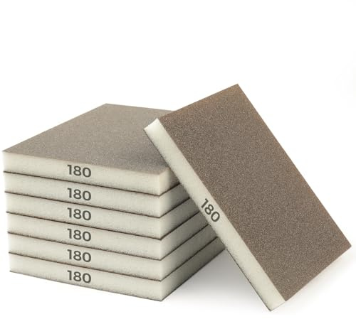 STEBRUAM 6 Spugne Abrasive Grana 180 per Legno e Metallo - Spugne per Levigatura Riutilizzabili - Ideali per Pareti, Mobili, Superfici in Legno e Metalliche