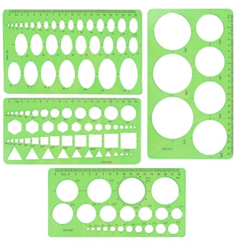 Nhgkju 4-Piece Circle Stencil Set for Drawing & Sewing - Plastic Circle Templates for Artists, Tailors & Adults - Geometric Drawing & Lettering Aids, Shape Stencils for Crafting
