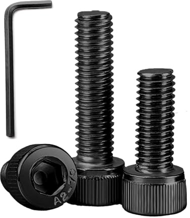 BACSHBY 10 pcs Allen Socket Head Cap Screws – Fully Threaded M6x50mm Black Hex Bolts, A2 Stainless Steel Coarse Threads Long Hexagon Socket Bolts with Allen Key