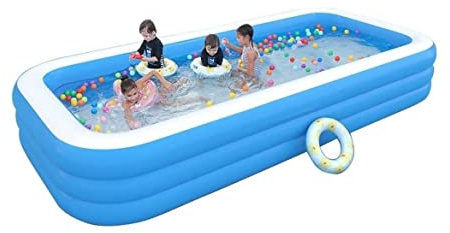 KFGISD, Uppblåsbar rektangulär familjepool 14 fots plaskdamm for vuxna Ovanmarkspool for trädgården Sommarplaskdamm,Uppblåsbara pooler