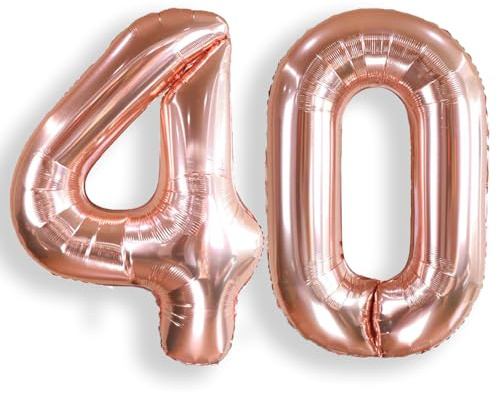 AULE Rose Gold Number 40 Balloon 40 Inch Giant 0-60 Foil Large Balloons | Big Mylar 40 Number Balloon Helium Huge Jumbo for Happy 40th Birthday Party Anniversary Decorations Supplies