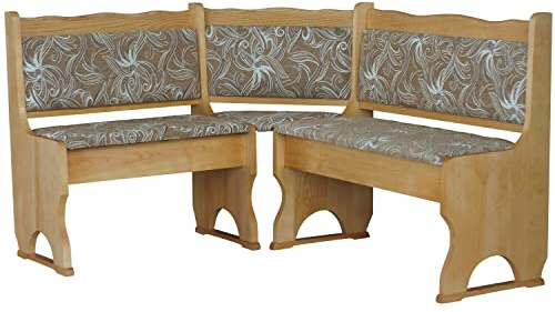 k koma Alder - Banco esquinero de madera de pino con acolchado (100 x 180 cm), diseño de flores