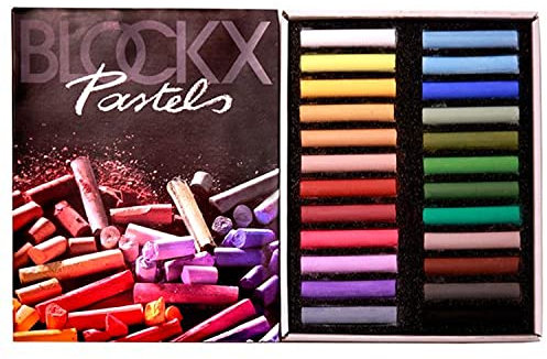 Blockx - Set di gessetti per pasta artistica, con 24 tonalità brillanti in cartone fine, realizzati a mano con pigmenti puri, colori brillanti ad alta opacità
