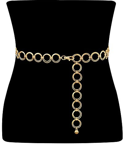 JasGood Taillenkette aus Metall für Damen Silber Einstellbar Body Link Gürtel Mode Taillen Gürtel für Jeanskleider, 90cm(Passt Taille unter 75cm)