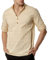 PARKLEES Henley-Hemd für Herren, Baumwolle, Leinen, lässig, atmungsaktiv, Langarm, Hippie-Strandhemden, khaki, XXL