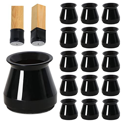 32 Stück Stuhlbeinkappen mit Filz, Silikon Rund Stuhlbeinschoner, Schutzkappen für Stuhlbeine, Bodenschutz Stuhlbeine Für Hartholzböden Fliesen, Schwarz (Fit 23-32.9mm)