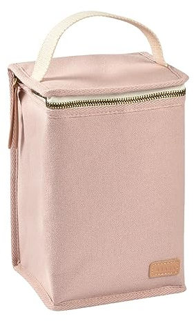 BÉABA, Pochette Repas Bébé Isotherme, Rangement biberons Grand Format, Grande capacité, Transporte Repas Complet, Matière Souple, Pliable, Tissu imperméable, Rose poudré