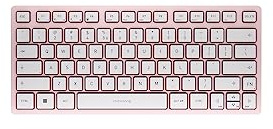 CHERRY KW 7100 MINI BT, Teclado Compacto Multidispositivo con 3 Canales Bluetooth, Distribución de Teclado Europeo (QWERTY), Diseño Plano, Incluye Funda de Transporte, Cherry Blossom