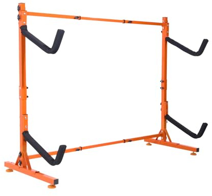 VEVOR Support pour Kayak Autoportant, Porte-kayak Capacité 2PCs Canoë Paddle SUP, Rack pour Planche à Pagaie en Acier Robuste avec Bras Rembourrés Largeur Réglable, Charge 79 kg, pour Rangement Surf