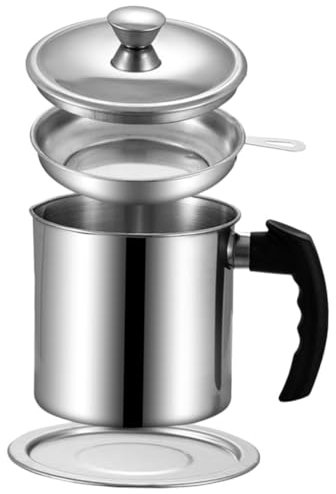 Cabilock Dispensador De Aceite y Engrasador De Acero Inoxidable 304, Gran Capacidad, Colador Integrado, Reutilizable Para Cocina Doméstica, Almacenamiento y Filtrado De Grasa y Aceite