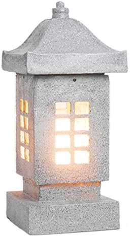 LUOYAOB Imitación de piedra retro estanco columna luz LED al aire libre impermeable patio poste accesorios de iluminación resina jardín paisaje pilar lámpara for villa puerta puerta pedestal