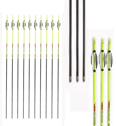 PHILOCS 12pcs Plata Pluma Espiral Flechas de Carbono, ID 4.2mm Spine 1000, para Arcos Recurvos Arco Compuesto Tiro con Arco(32inch)
