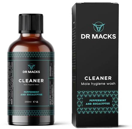 Dr. Macks Male Intimate Wash - pH Balanced Men's Hygiene Cleaner - Doctor Developed Body & Face Wash for Odour, Itch & Sweat Relief (Peppermint & Eucalyptus)