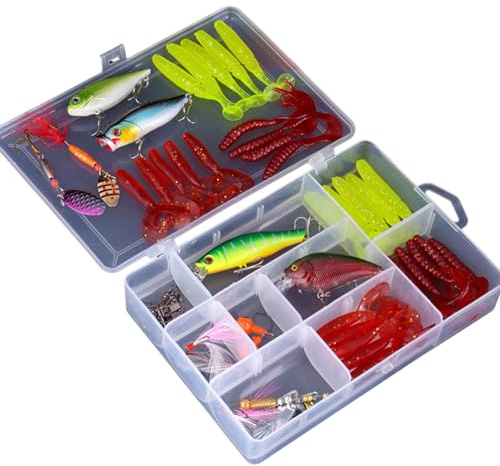 XIAOQENAN Ensemble De Leurres Pêche avec Hameçons Antirouille Appâts Artificiels Réalistes pour Accessoires Pêche en Eau Douce Et en Eau Salée 51 Pièces Rustproof Fishing Accessories